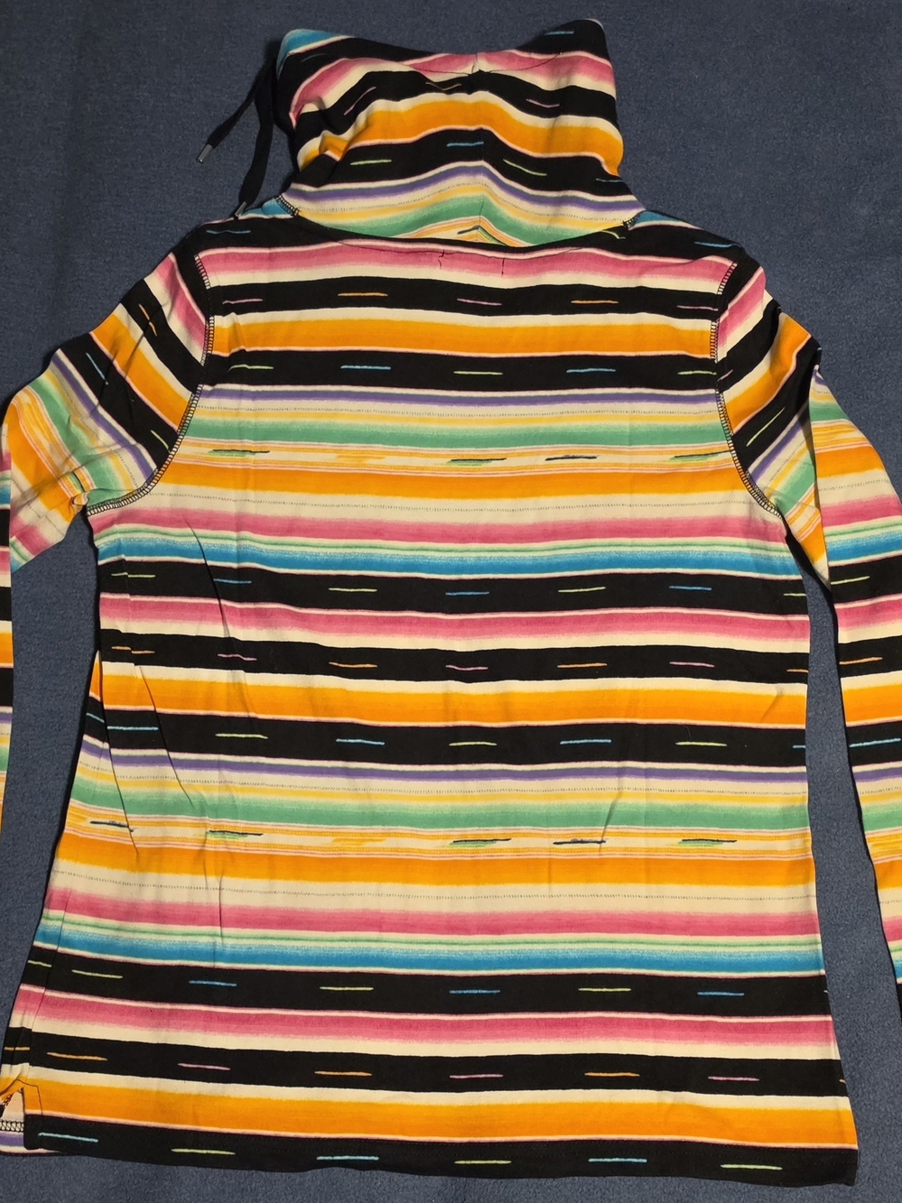 Chaps Multicolor Striped Cowl Neck Sweatshirt - Picture 2 of 3